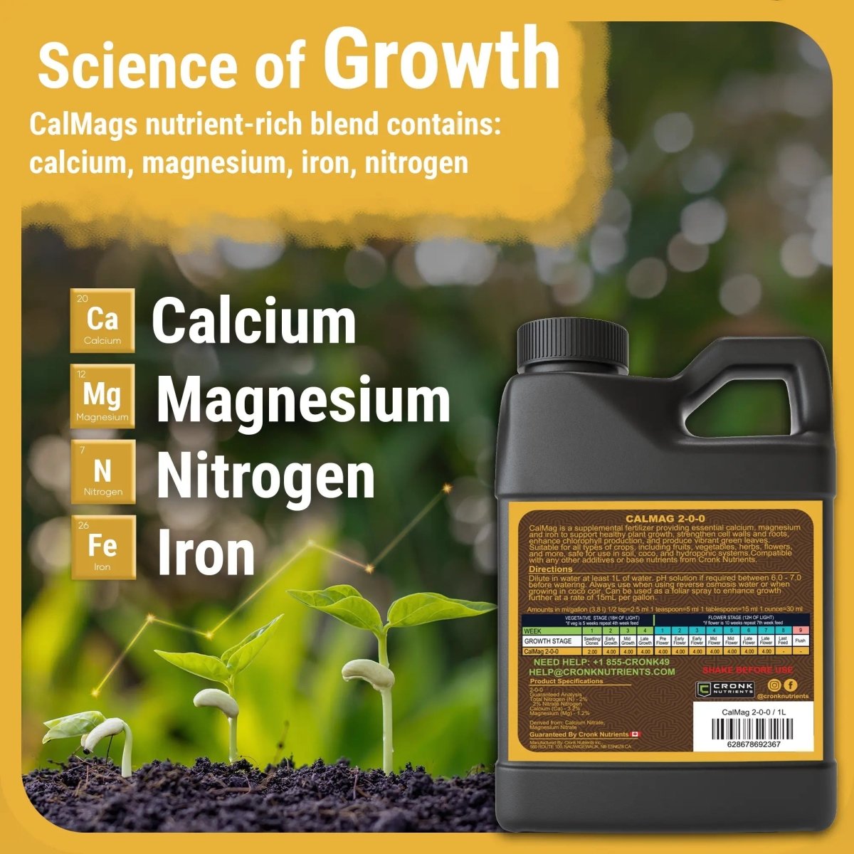 Cronk Nutrients CalMag 2 - 0 - 0 | Calcium, Magnesium & Iron Plant Supplement - Ed's Plant Shop