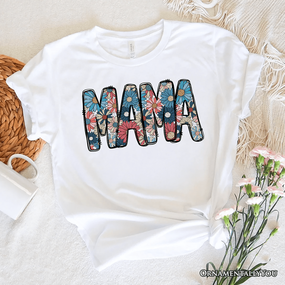 Daisy Floral Mama T-Shirt, Colorful Retro White Tee for Stylish and Cheerful Women - Ed's Plant Shop