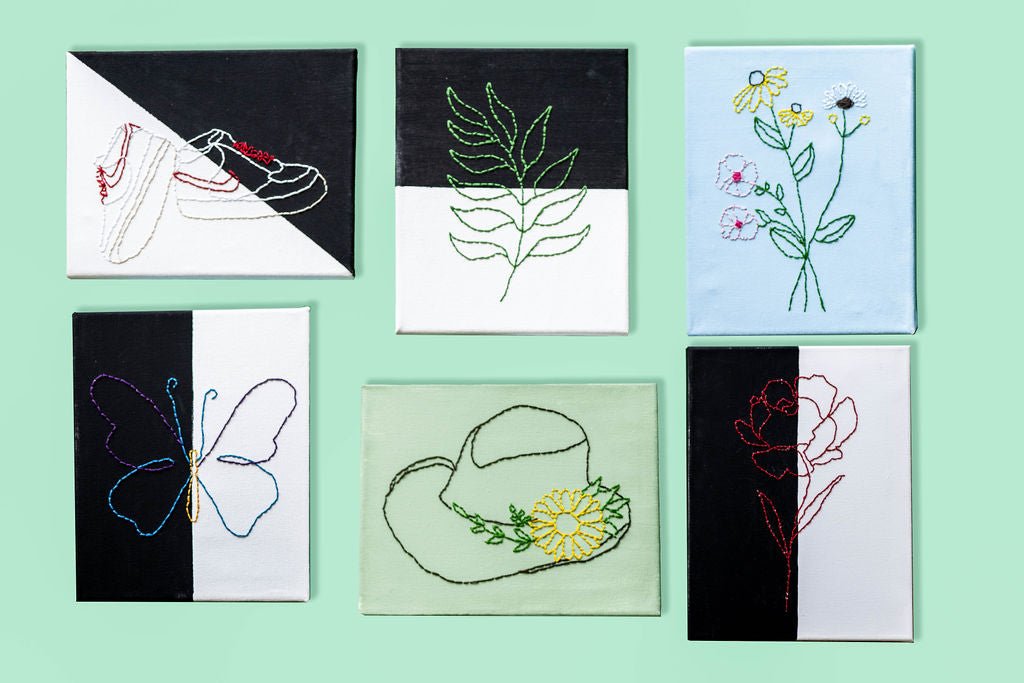 Floral String Art + Canvas Embroidery Kit - Ed's Plant Shop