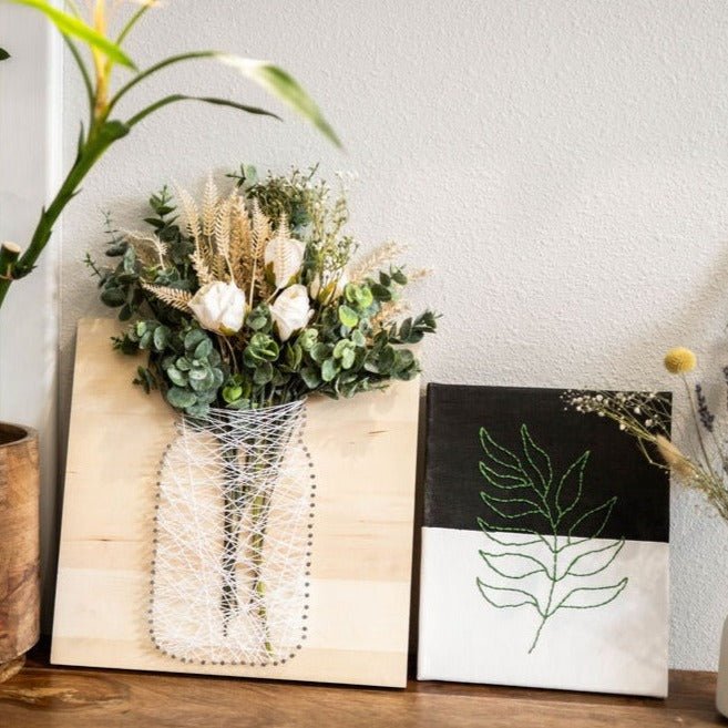 Floral String Art + Canvas Embroidery Kit - Ed's Plant Shop