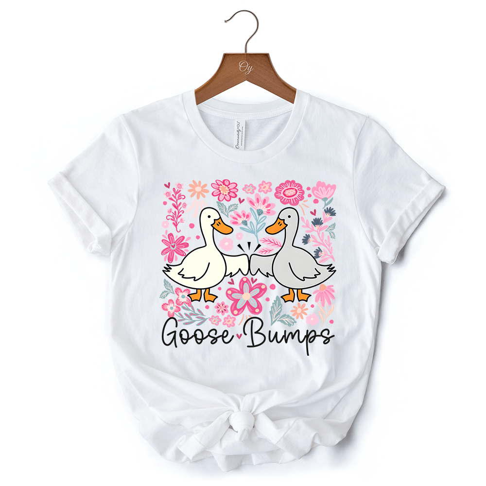 Funny Goose Bumps Floral T-Shirt, White, Natural and Black Sarcastic Goose Tee Gifts - Ed's Plant Shop
