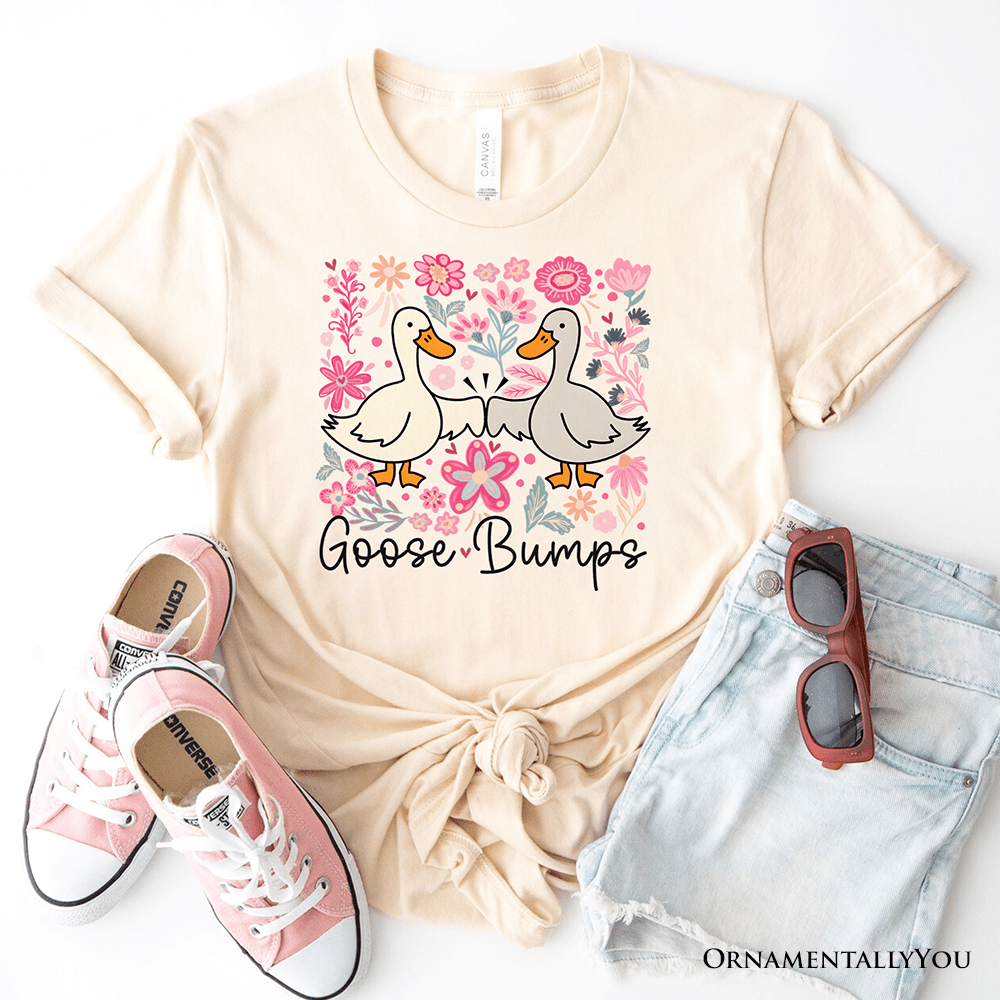 Funny Goose Bumps Floral T-Shirt, White, Natural and Black Sarcastic Goose Tee Gifts - Ed's Plant Shop