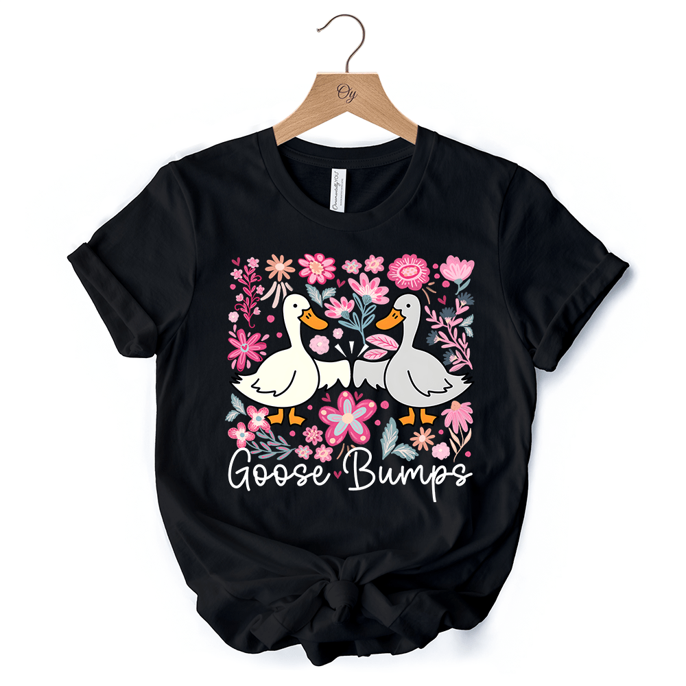 Funny Goose Bumps Floral T-Shirt, White, Natural and Black Sarcastic Goose Tee Gifts - Ed's Plant Shop