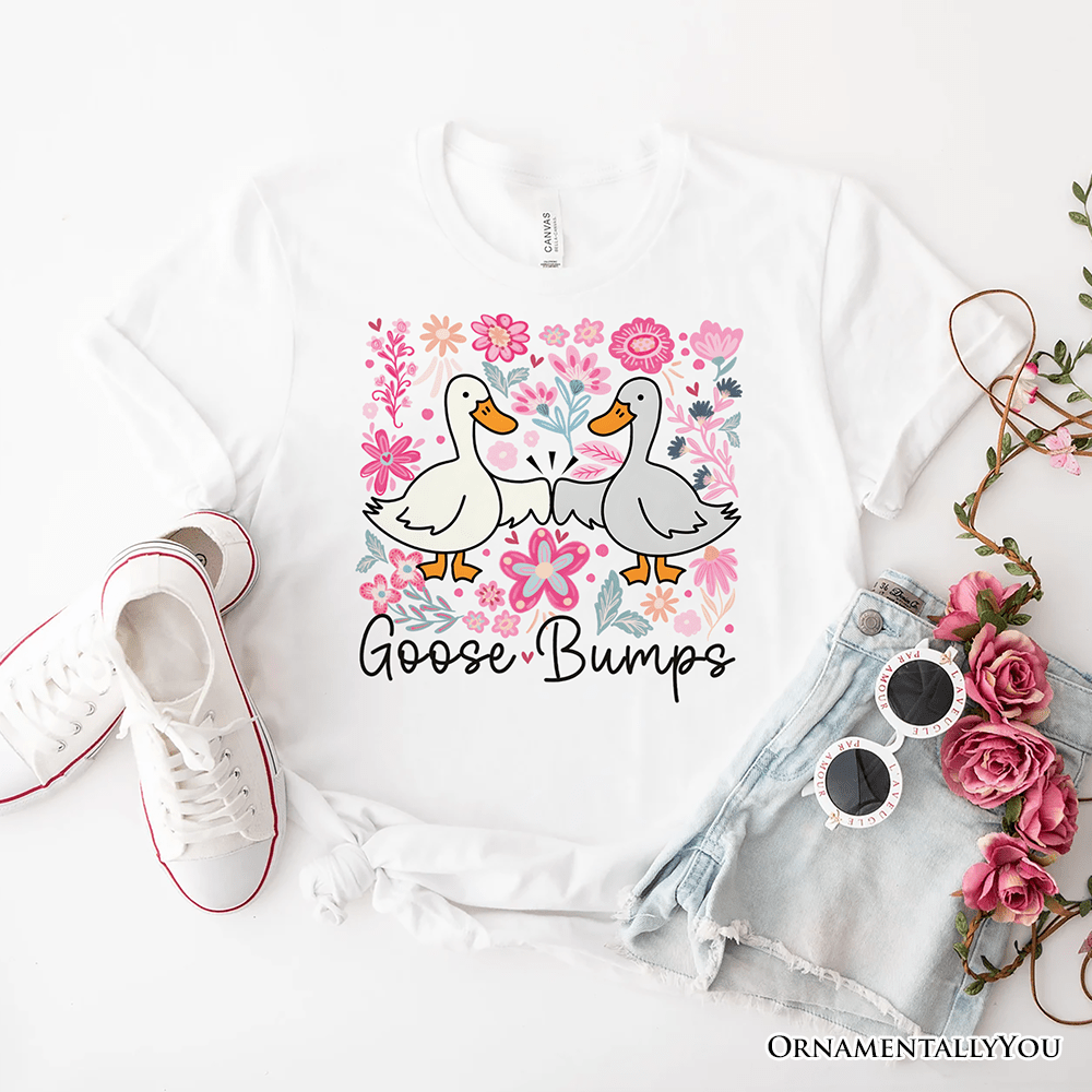 Funny Goose Bumps Floral T-Shirt, White, Natural and Black Sarcastic Goose Tee Gifts - Ed's Plant Shop