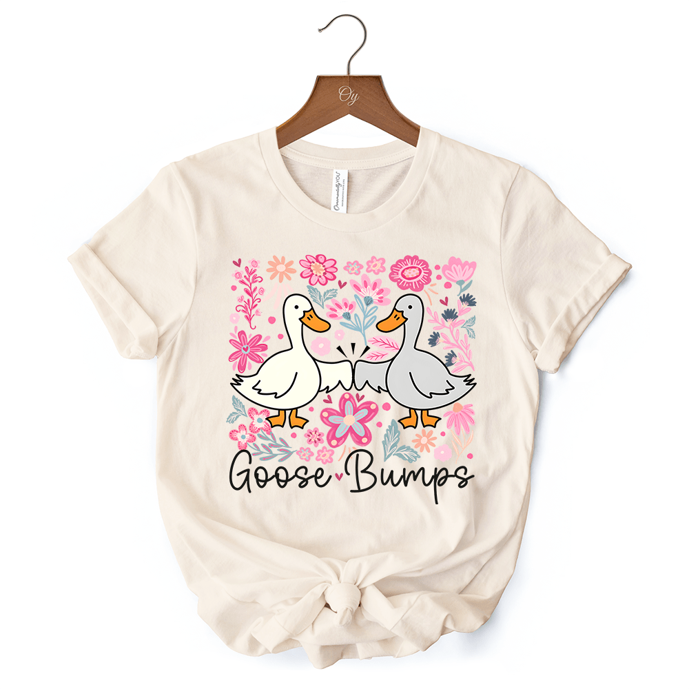 Funny Goose Bumps Floral T-Shirt, White, Natural and Black Sarcastic Goose Tee Gifts - Ed's Plant Shop