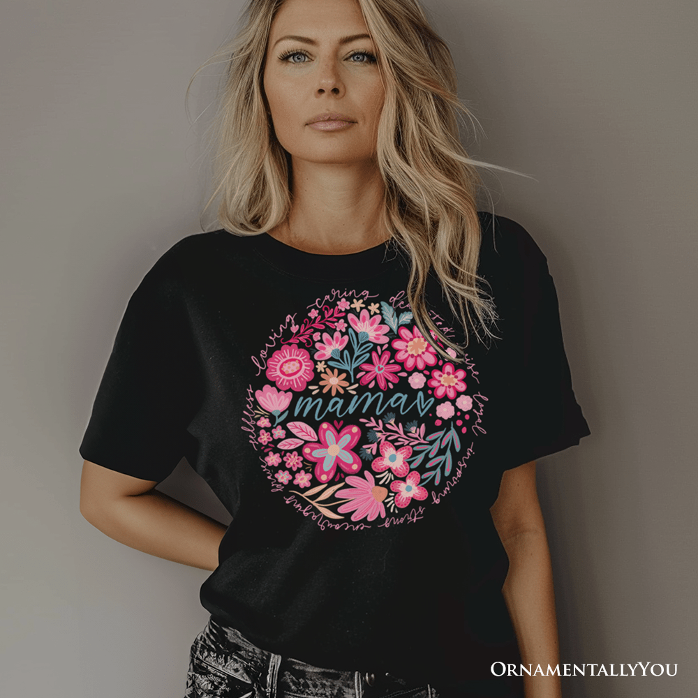 Inspiring Floral Mama T-Shirt, White, Black and Natural Boho Tee for Strong and Loving Mothers - Ed's Plant Shop