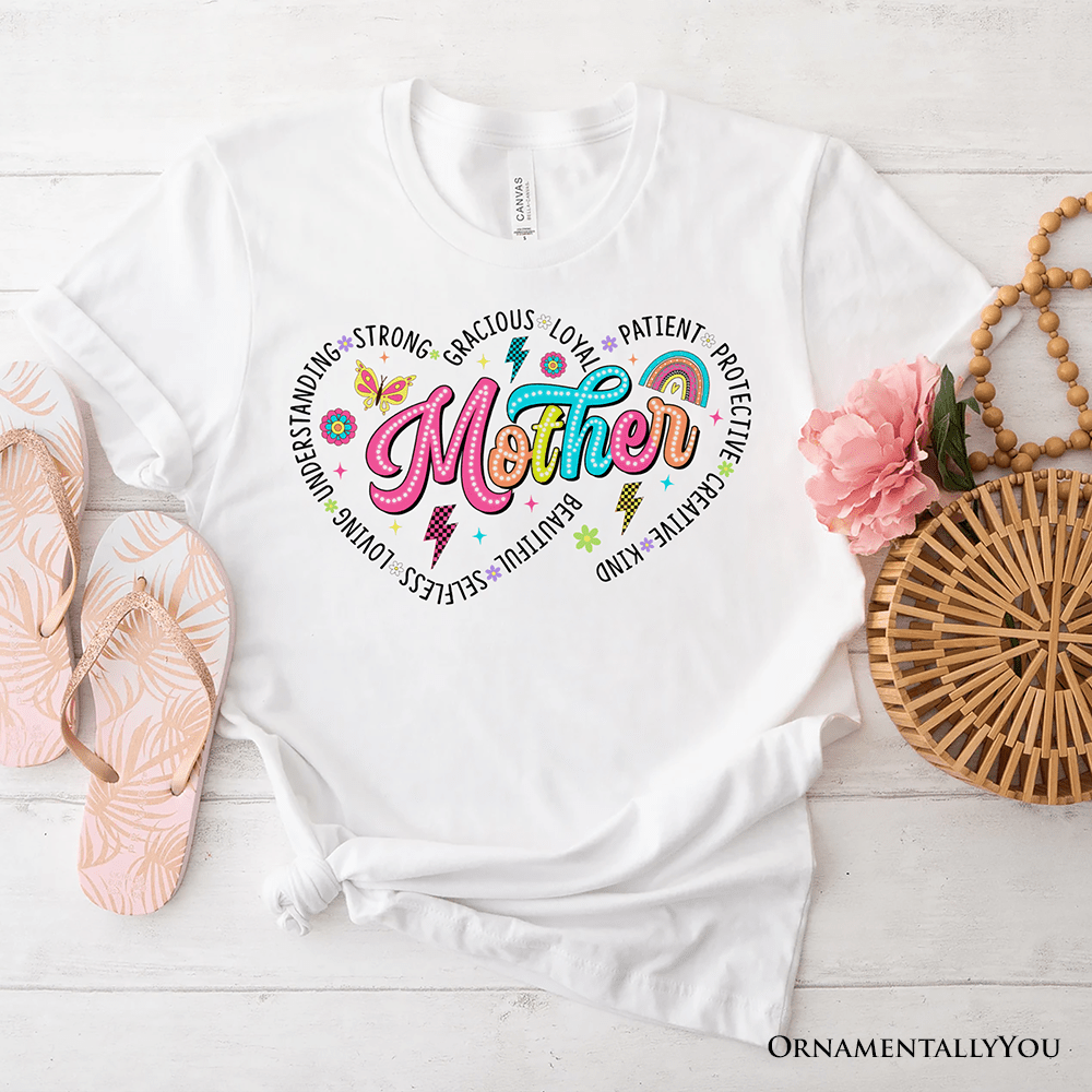 Inspiring Words for Mothers Heart T-Shirt, White Colorful Tee for Strong Women - Ed's Plant Shop