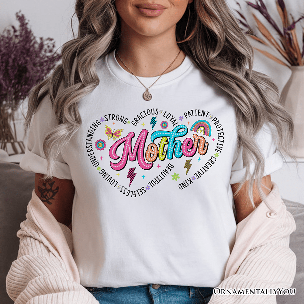 Inspiring Words for Mothers Heart T-Shirt, White Colorful Tee for Strong Women - Ed's Plant Shop