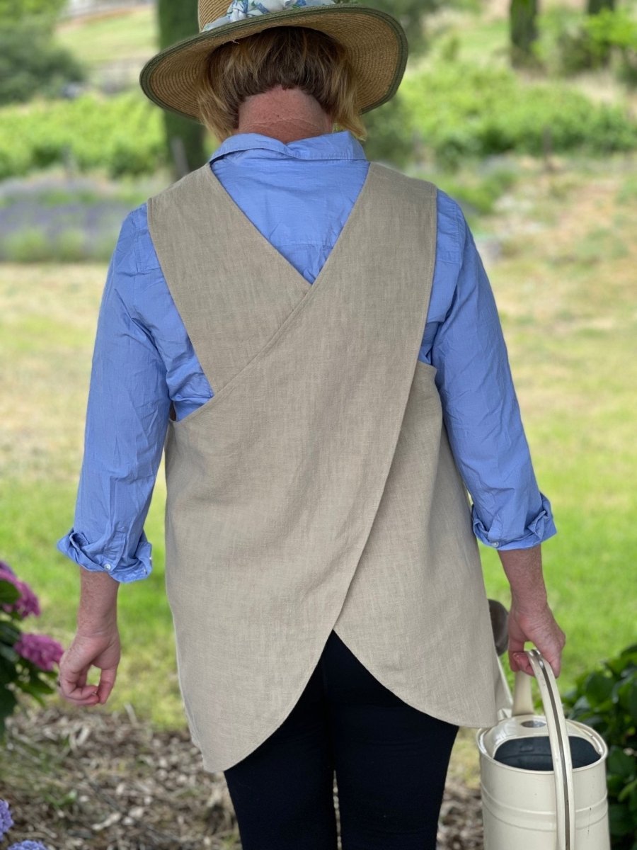 Linen Apron – French Style Crossback Apron for Home, Shop, and Garden - Ed's Plant Shop