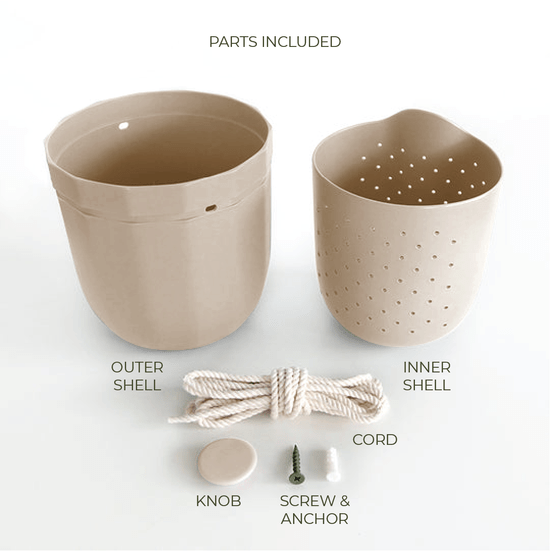 Easy-to-install hanging planter with included hardware and cord