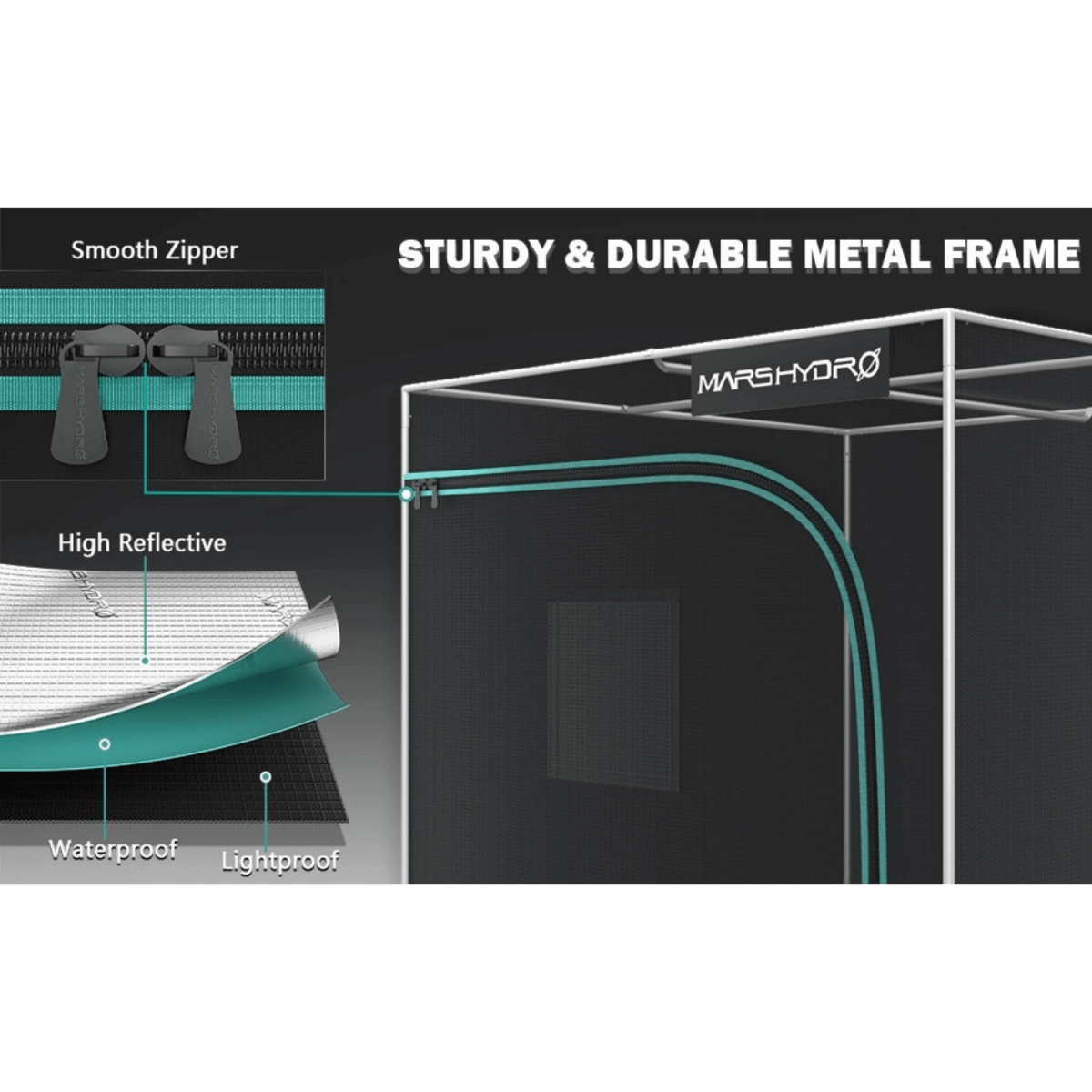 Mars Hydro 4' x 4' x 6' 8" Indoor Grow Tent | Durable, Light - Proof, and User - Friendly - Ed's Plant Shop