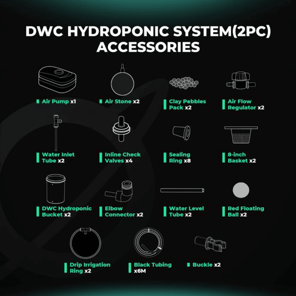 Mars Hydro 5 - Gallon Deep Water Culture Hydroponic System Kit with 2 Buckets - Ed's Plant Shop