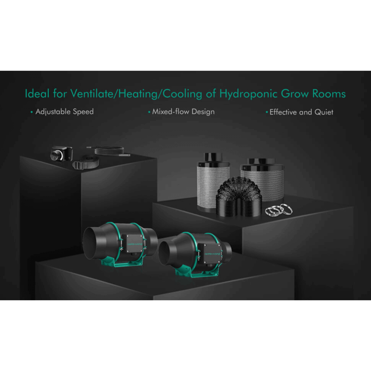 Mars Hydro 6" Inline Duct Fan & Carbon Filter Combo with Speed Controller - Ed's Plant Shop