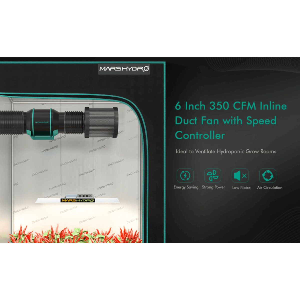 Mars Hydro 6" Inline Duct Fan & Carbon Filter Combo with Speed Controller - Ed's Plant Shop