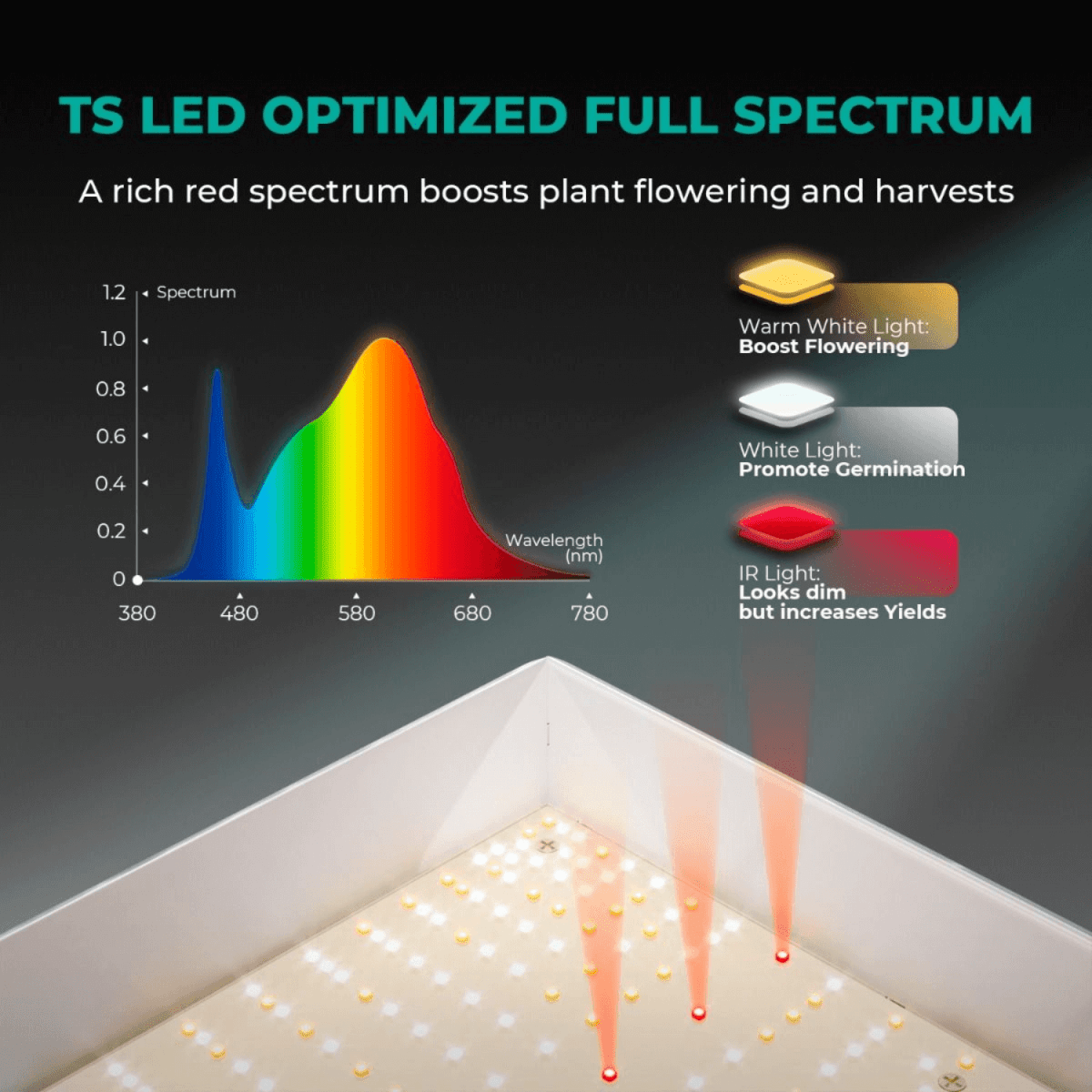 Mars Hydro TS 600 100W Full Spectrum LED Grow Light - Ed's Plant Shop