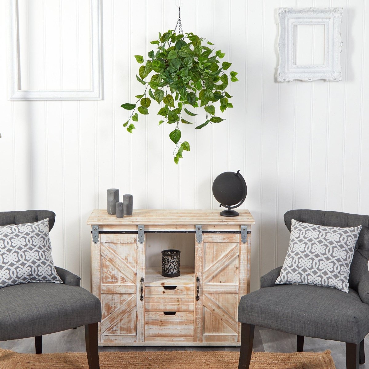 Nearly Natural 2.5’ Philodendron Artificial Hanging Basket - Ed's Plant Shop