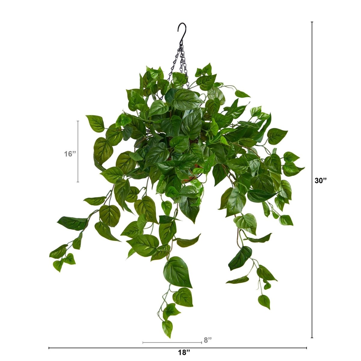 Nearly Natural 2.5’ Philodendron Artificial Hanging Basket - Ed's Plant Shop