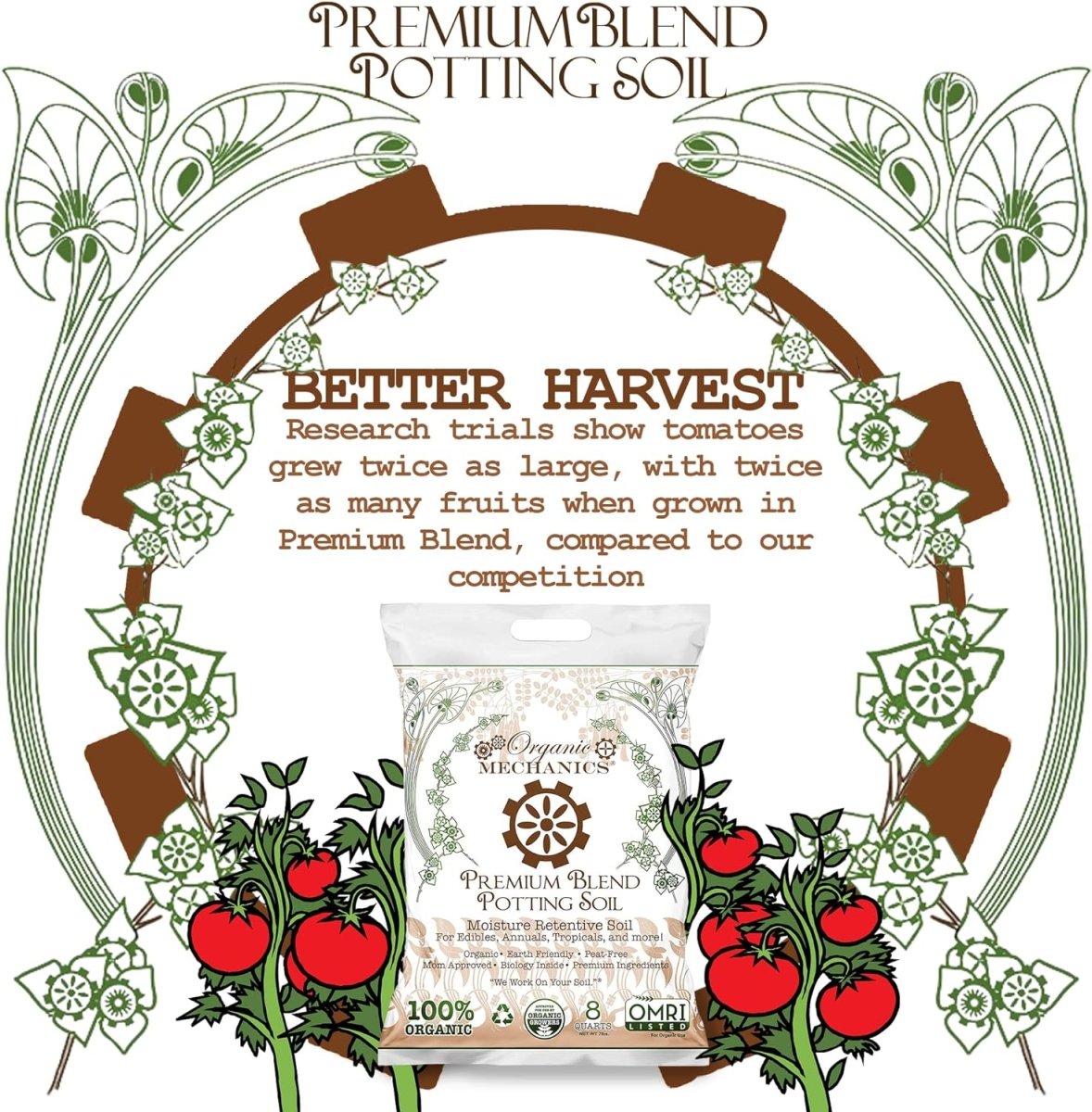 Organic Mechanics Premium Blend Potting Soil - Peat - Free (8 Dry Quarts) - Ed's Plant Shop