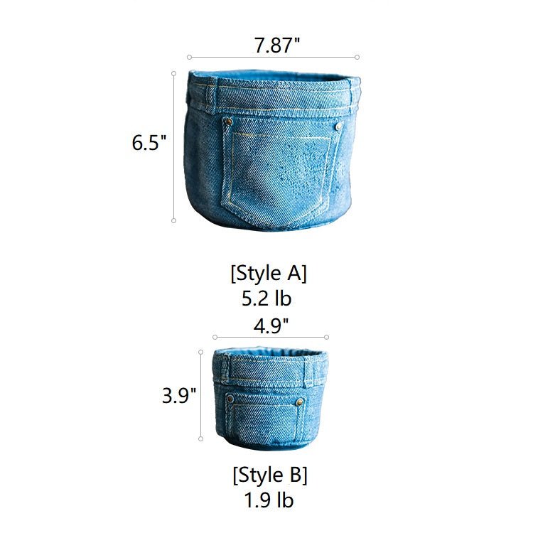 Pants for Plants – Blue Jeans Cement Planter with Drainage Hole - Ed's Plant Shop