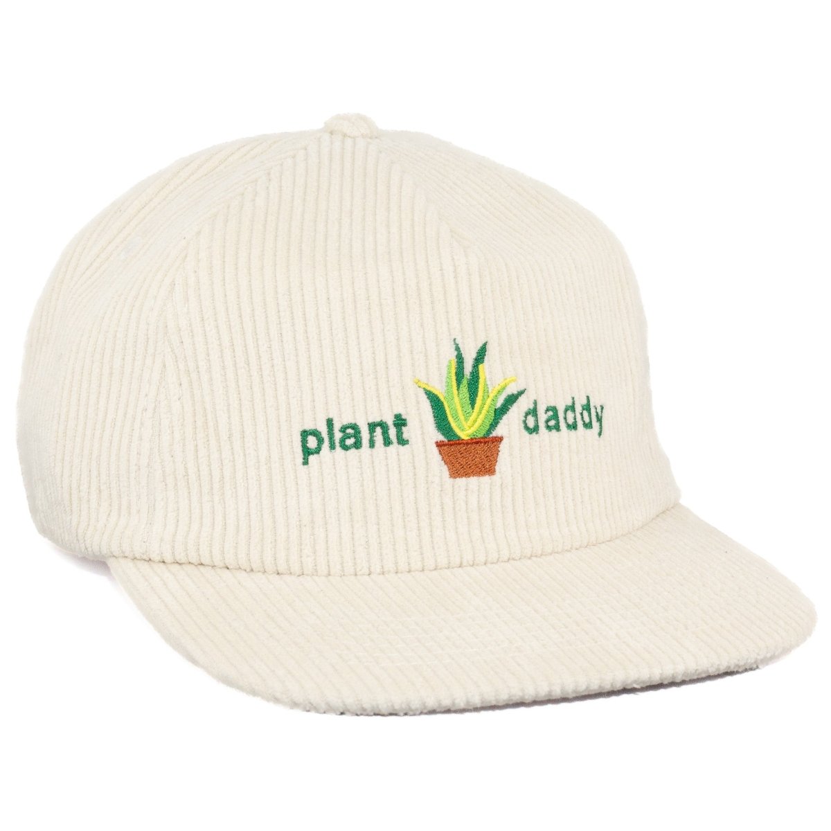 Plant Daddy Hat for Green Thumbs - White Corduroy Snapback Hat