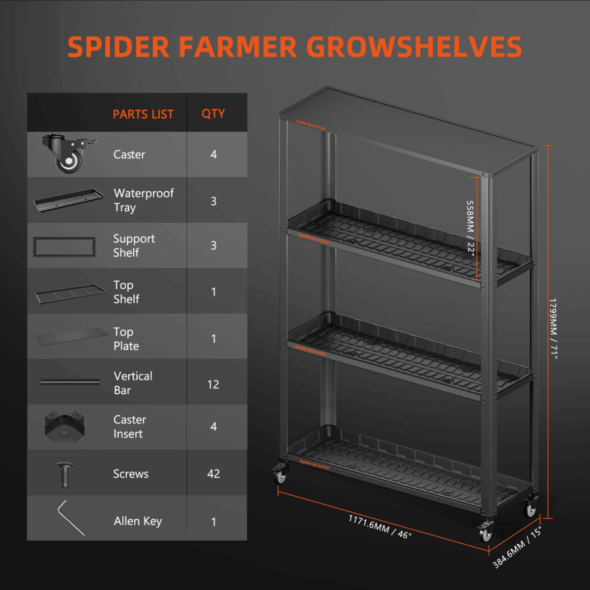 Spider Farmer 3 Tier Metal Plant Stand with Trays - Ed's Plant Shop