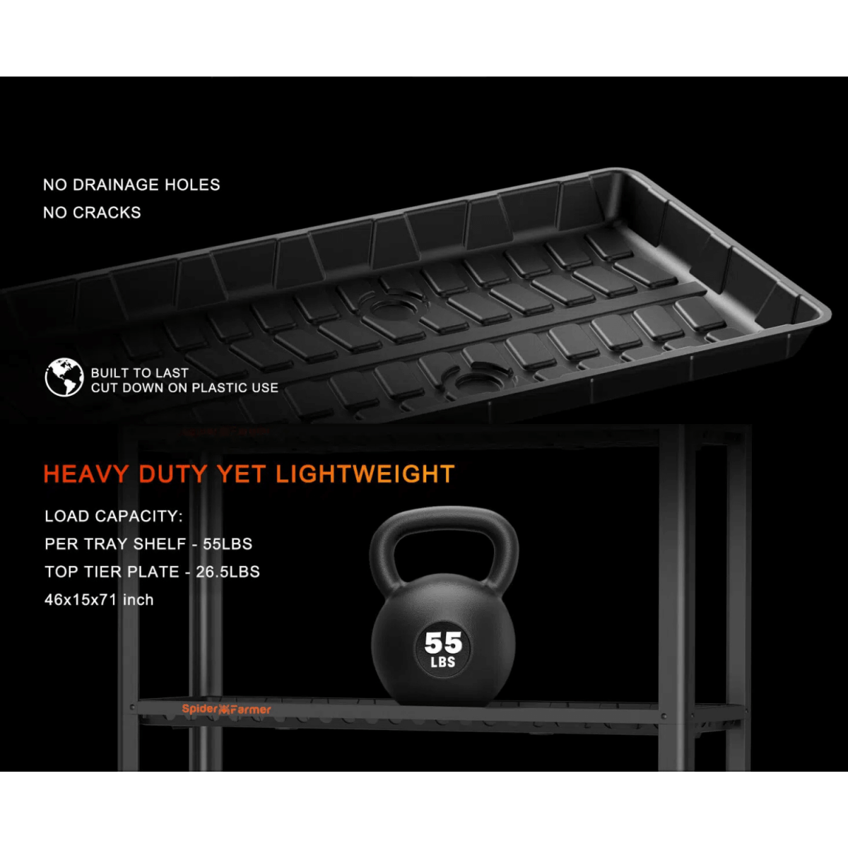 Spider Farmer 3 Tier Metal Plant Stand with Trays - Ed's Plant Shop