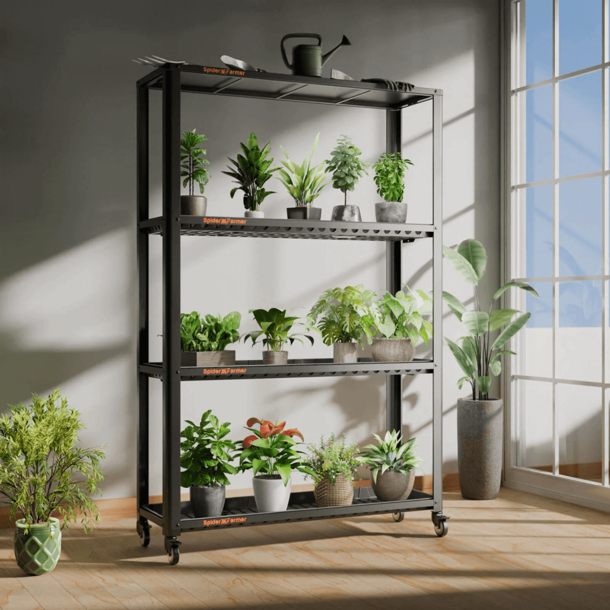 Spider Farmer 3 Tier Metal Plant Stand with Trays - Ed's Plant Shop