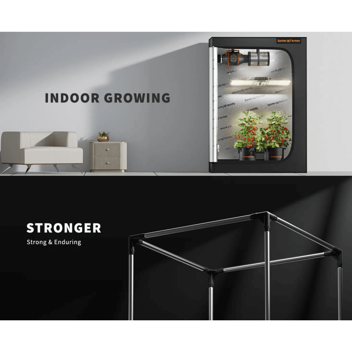 Spider Farmer 5' x 5' x 6' 8" Indoor Grow Tent | Pro - Grade & Sturdy - Ed's Plant Shop