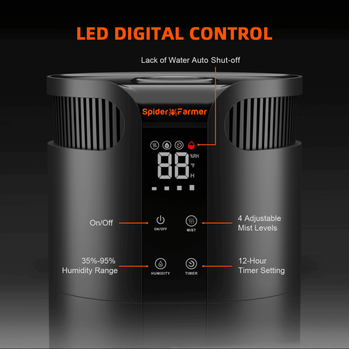 Spider Farmer Cool Mist Humidifier 16L | Precision Humidity Control for Grow Tents - Ed's Plant Shop