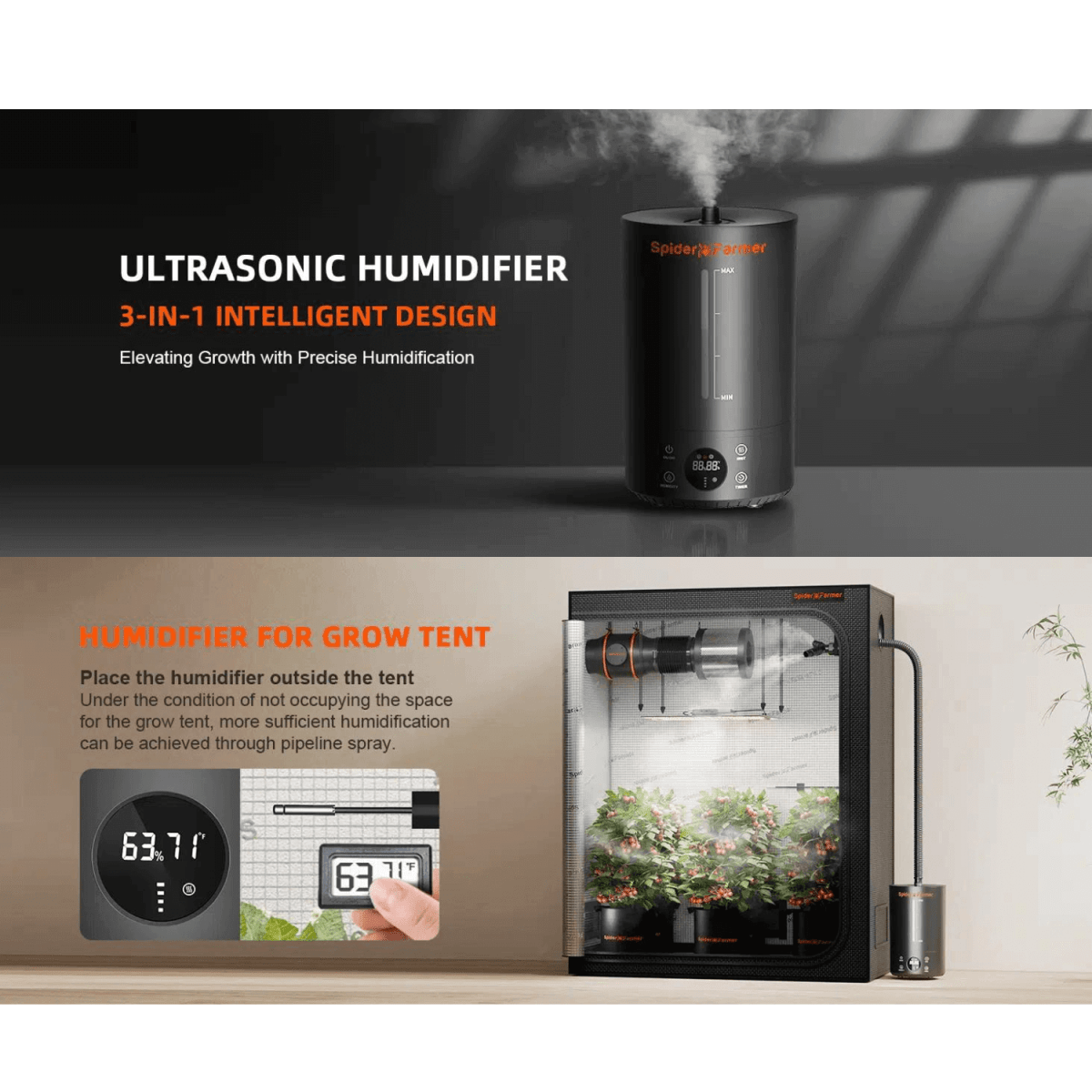 Spider Farmer Cool Mist Humidifier 6L | Compact Humidity Solution for Grow Tents - Ed's Plant Shop