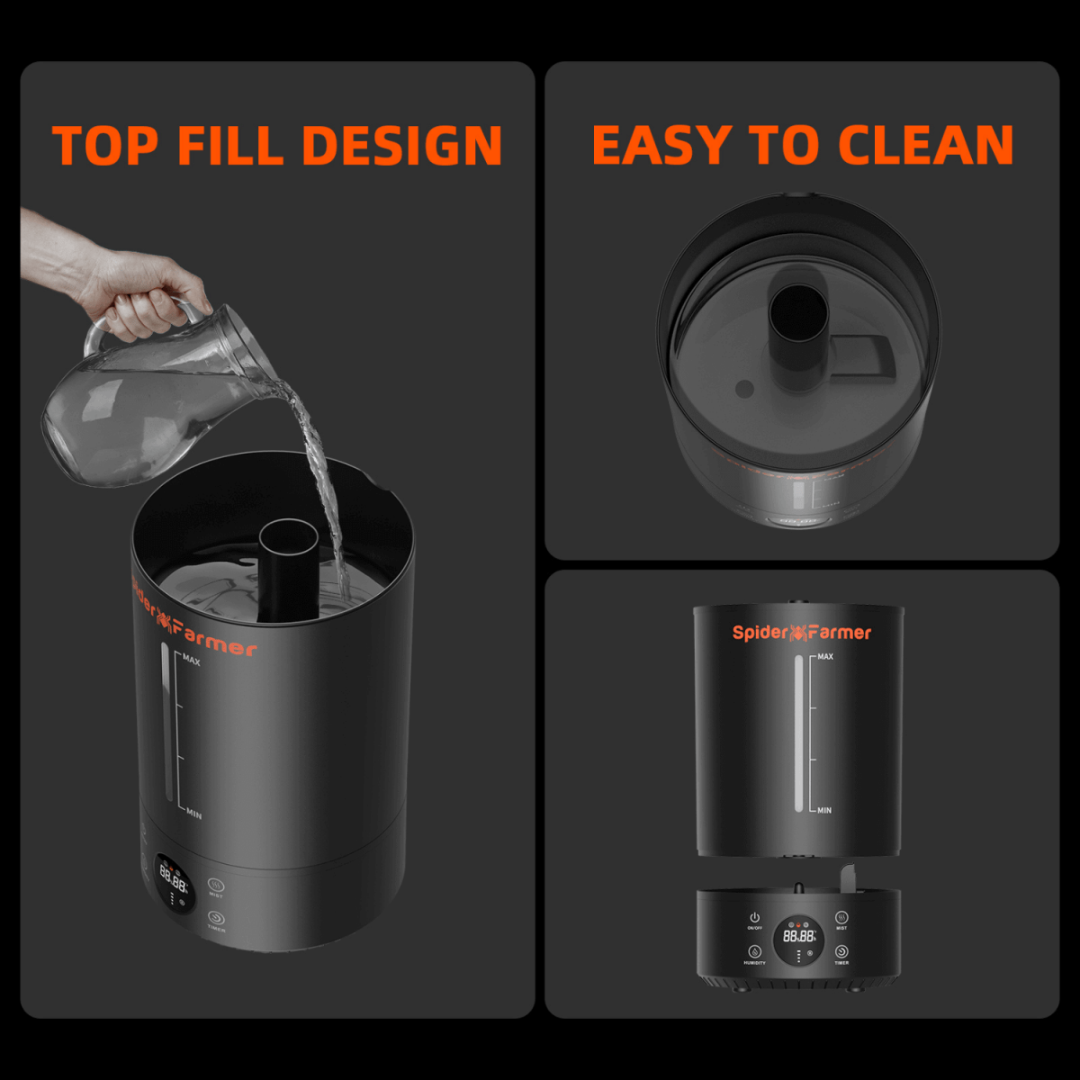 Spider Farmer Cool Mist Humidifier 6L | Compact Humidity Solution for Grow Tents - Ed's Plant Shop