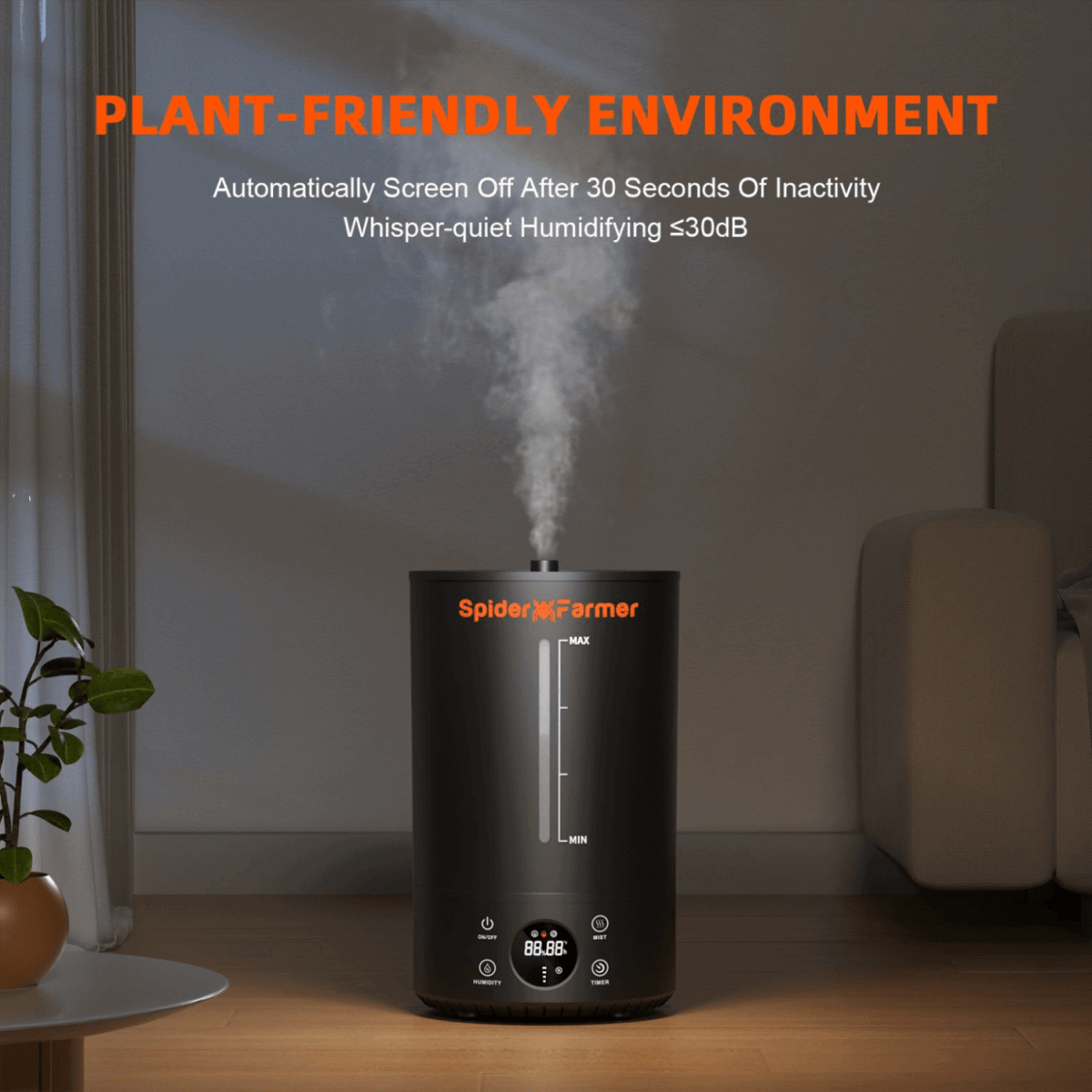 Spider Farmer Cool Mist Humidifier 6L | Compact Humidity Solution for Grow Tents - Ed's Plant Shop