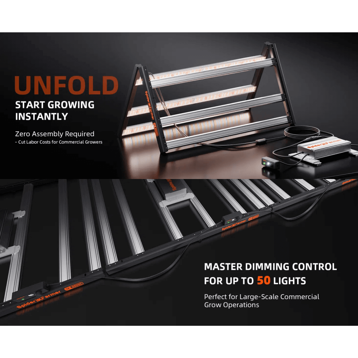 Spider Farmer G5000 480W Dimmable Full Spectrum LED Grow Light | High - Yield Efficiency - Ed's Plant Shop