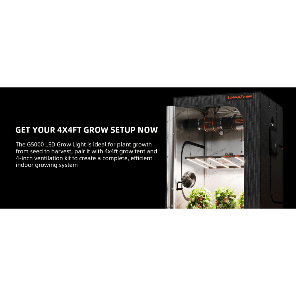 Spider Farmer G5000 480W Dimmable Full Spectrum LED Grow Light | High - Yield Efficiency - Ed's Plant Shop