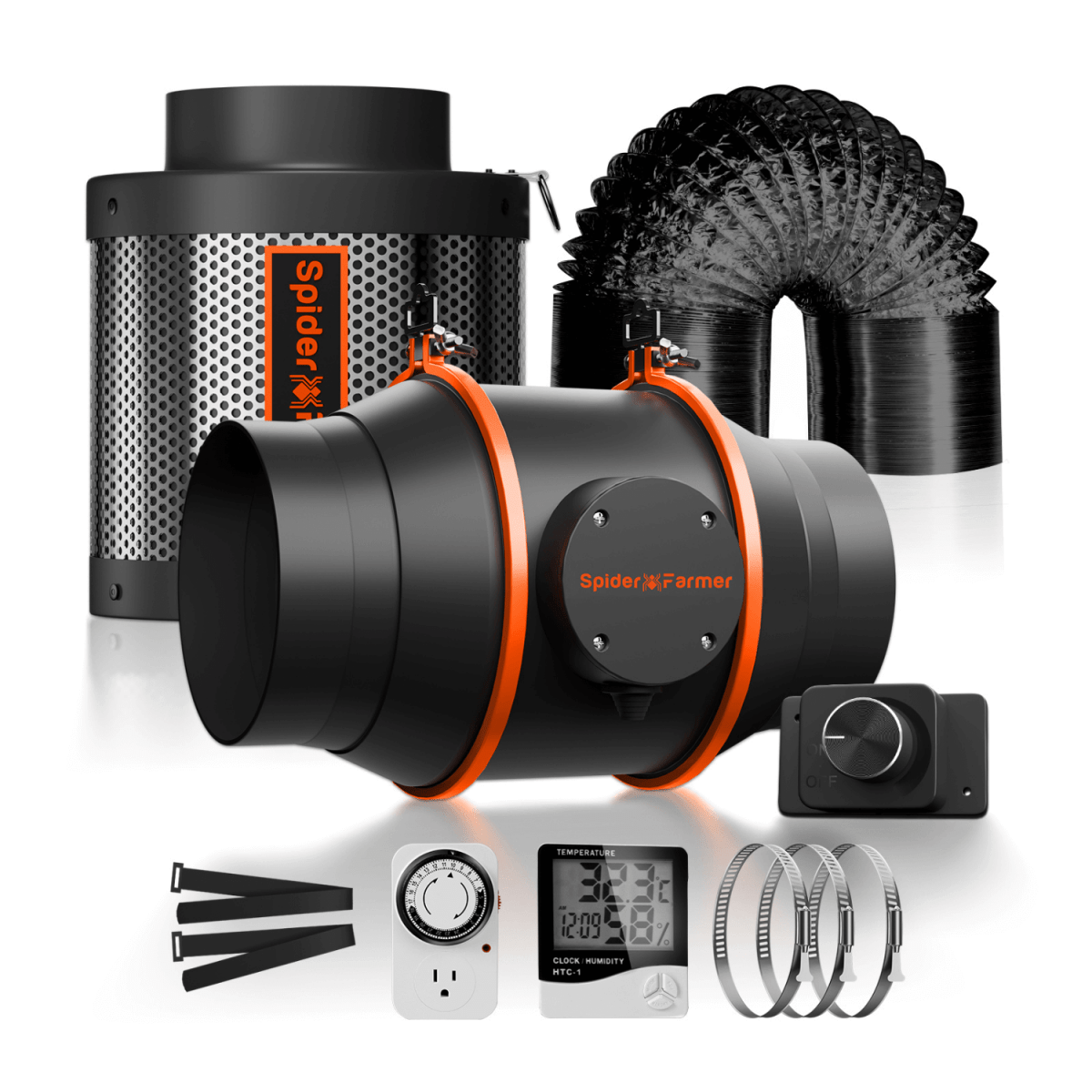 Spider Farmer Grow Kit 6" Inline Duct Fan and Carbon Filter Combo - Ed's Plant Shop