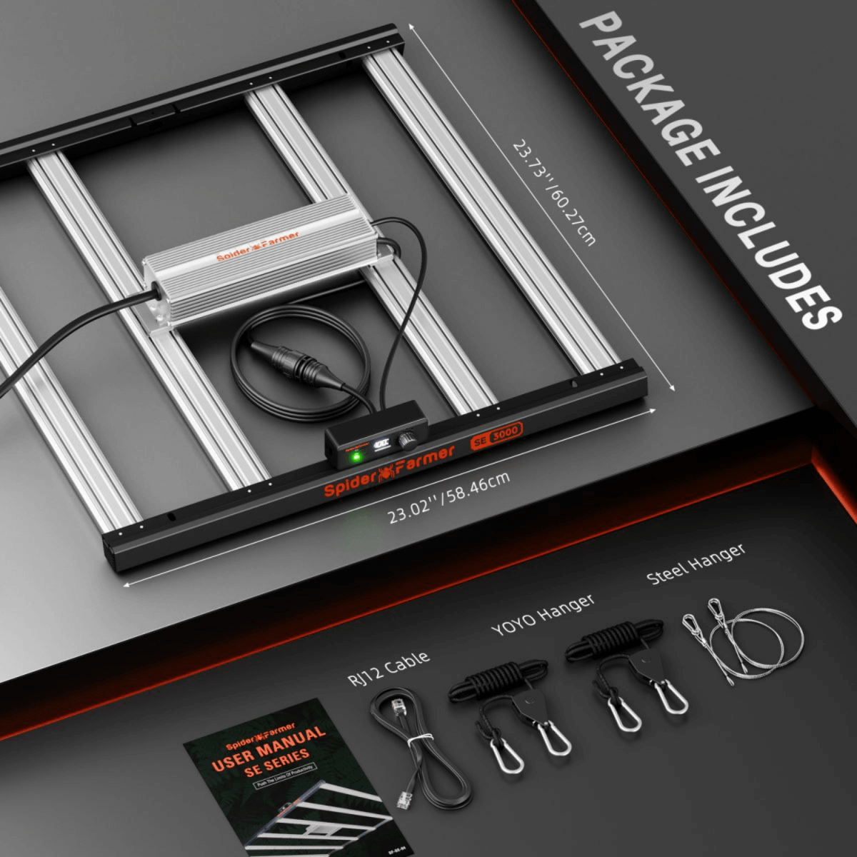 Spider Farmer SE3000 300W Full Spectrum LED Grow Light | Samsung Diodes - Ed's Plant Shop