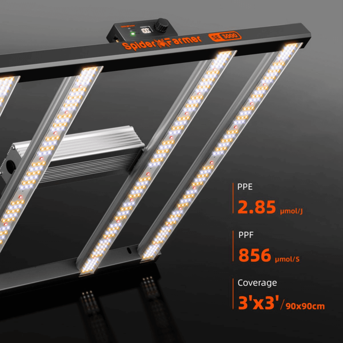 Spider Farmer SE3000 300W Full Spectrum LED Grow Light | Samsung Diodes - Ed's Plant Shop