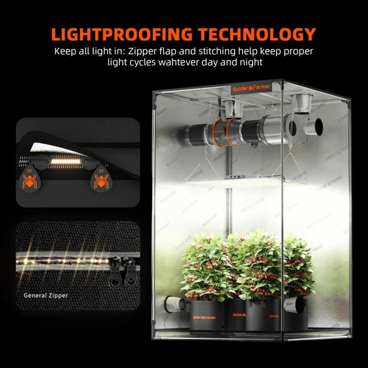 Spider Farmer SF2000 Grow Tent Kit with Inline Fan and Controller - Ed's Plant Shop