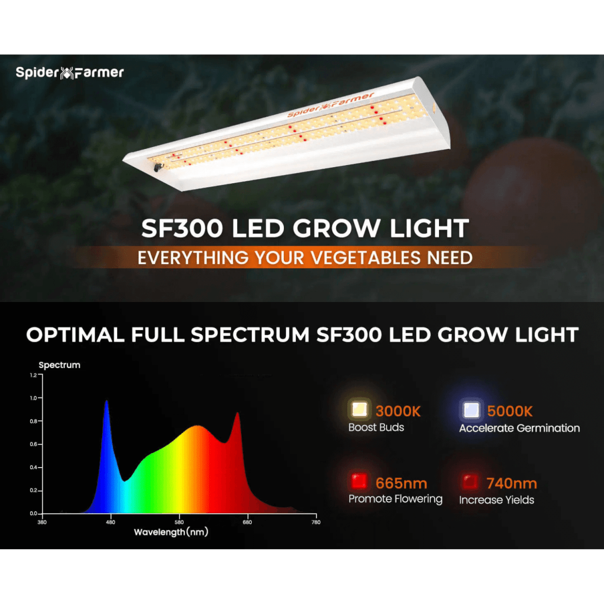 Spider Farmer SF300 33W LED Veg Grow Light - Ed's Plant Shop
