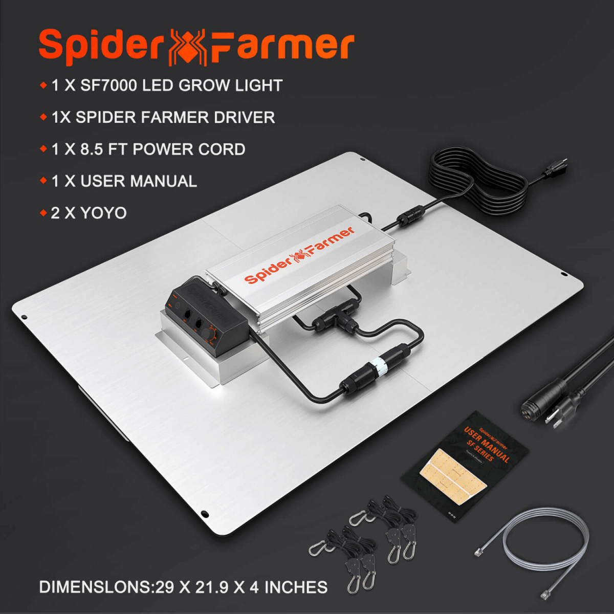 Spider Farmer SF7000 650W Full Spectrum LED Grow Light – Advanced Energy Efficiency for Professional Results