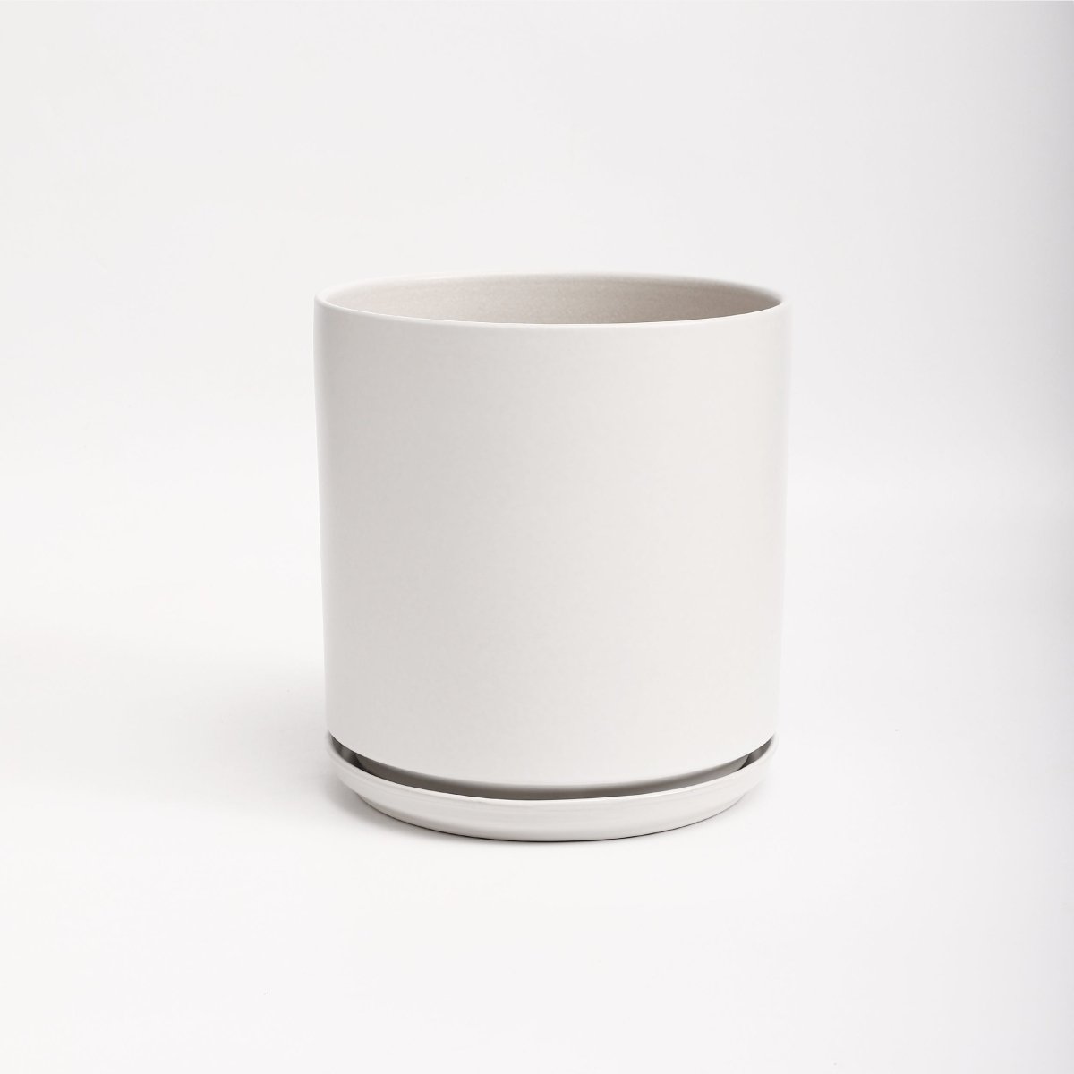 The Ceramic Cylinder Planter with Saucer, 2nd Generation - Ed's Plant Shop
