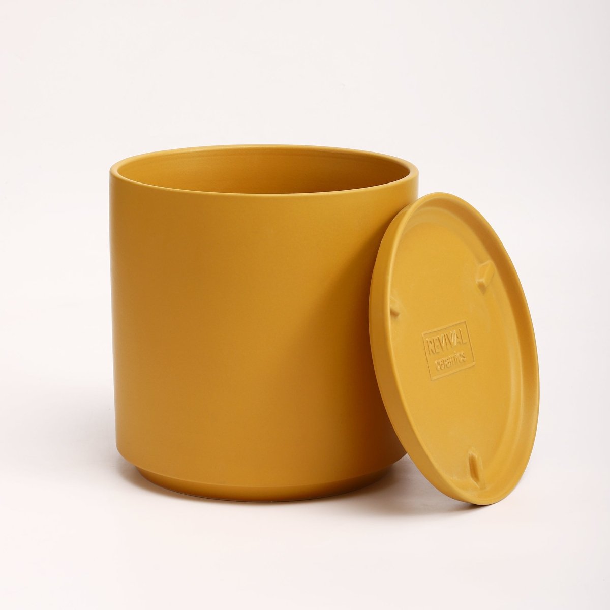The Ceramic Cylinder Planter with Saucer, 2nd Generation - Ed's Plant Shop