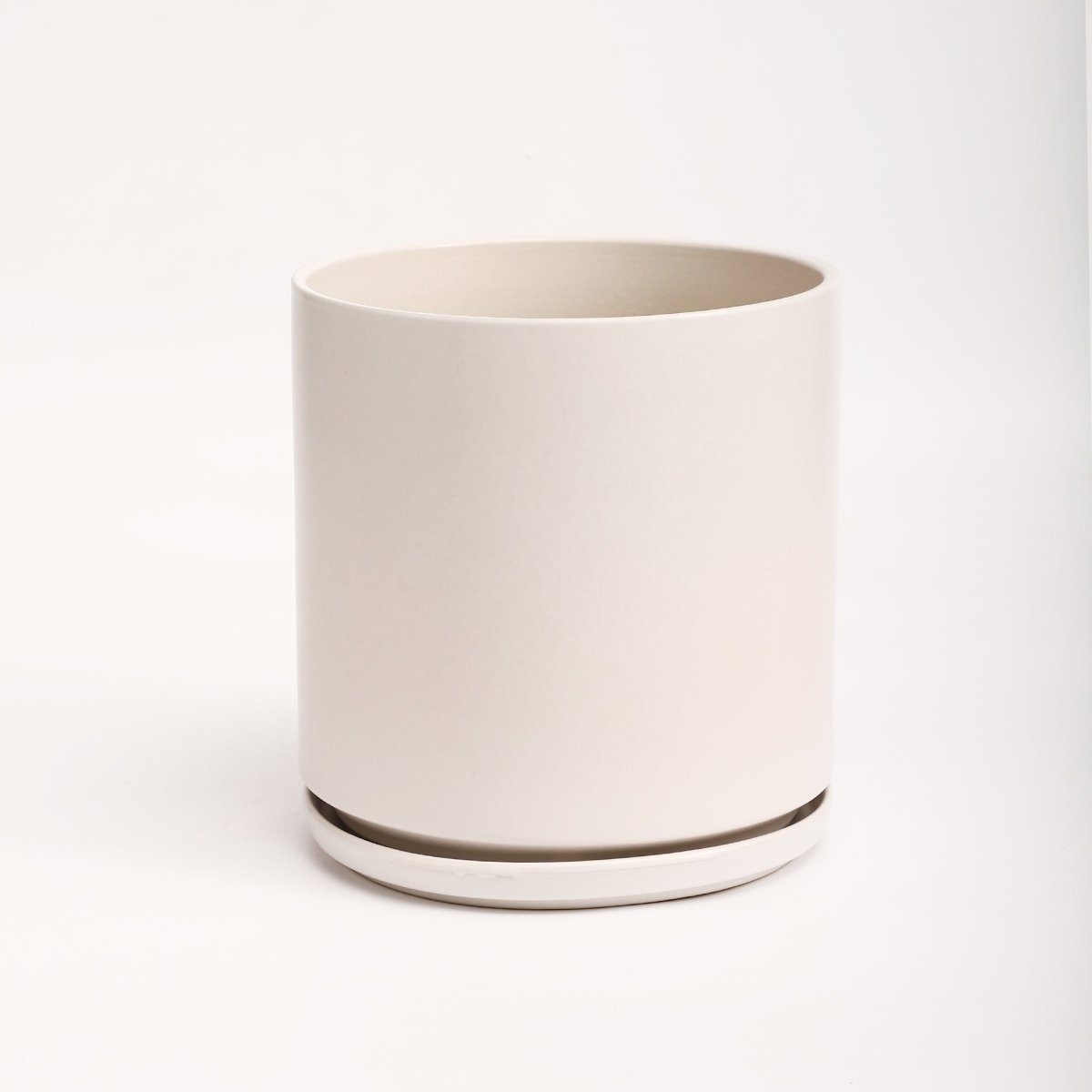 The Ceramic Cylinder Planter with Saucer, 2nd Generation - Ed's Plant Shop