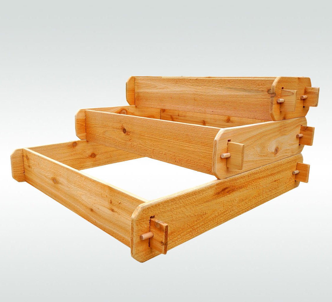 Timberlane Gardens Raised Garden Bed Kit 3 Tiered Pyramid (1x3 2x3 3x3) Select Cedar Elevated Planter - Ed's Plant Shop
