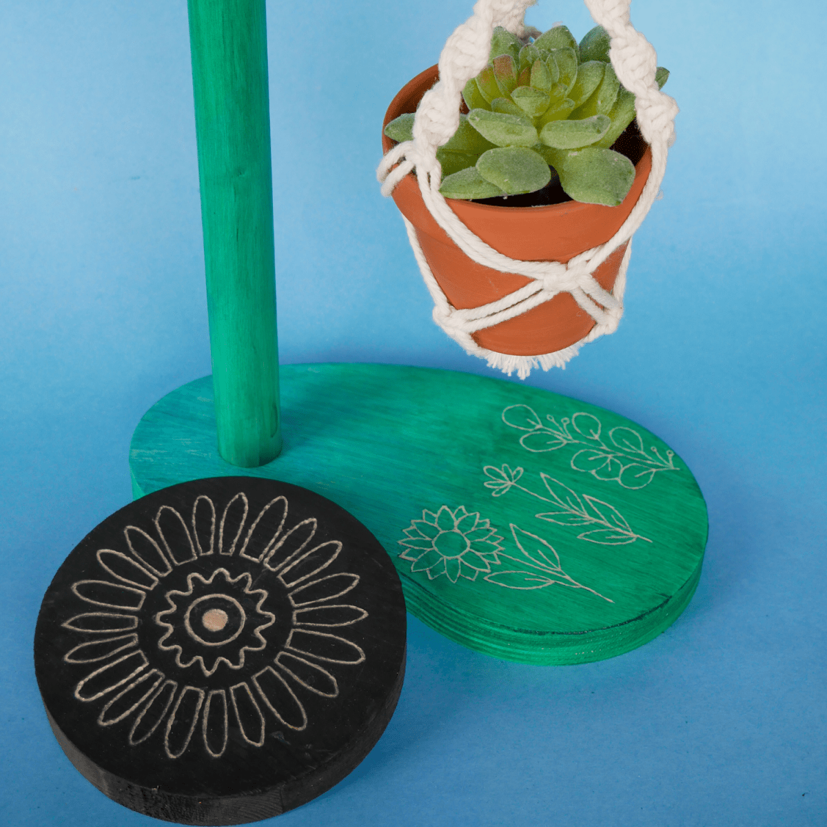 Wood Engraving Kit with Macrame Plant Stand - Ed's Plant Shop