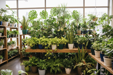 Currently available indoor plants displayed and ready to ship