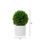 10" Artificial Boxwood Topiary Plant with Decorative Planter - Ed's Plant Shop