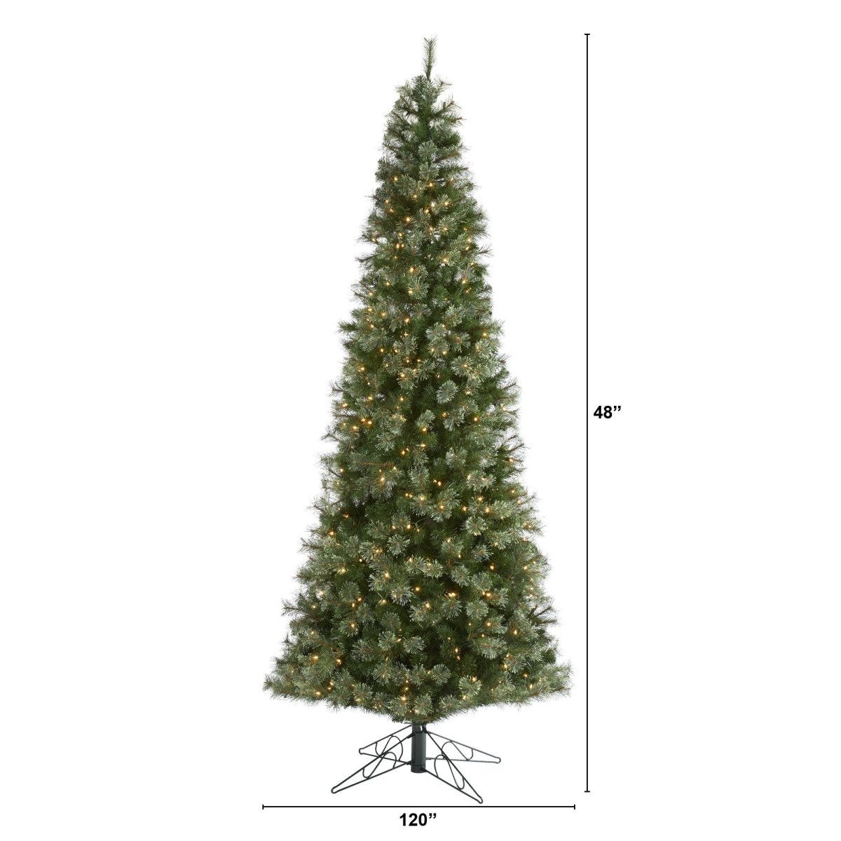 10' Cashmere Slim Artificial Christmas Tree with 750 Warm White LED Lights - Ed's Plant Shop