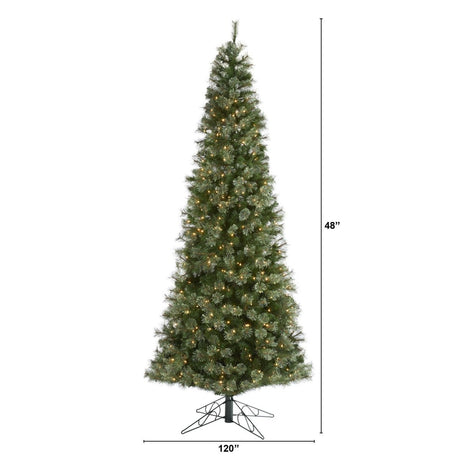 10' Cashmere Slim Artificial Christmas Tree with 750 Warm White LED Lights - Ed's Plant Shop