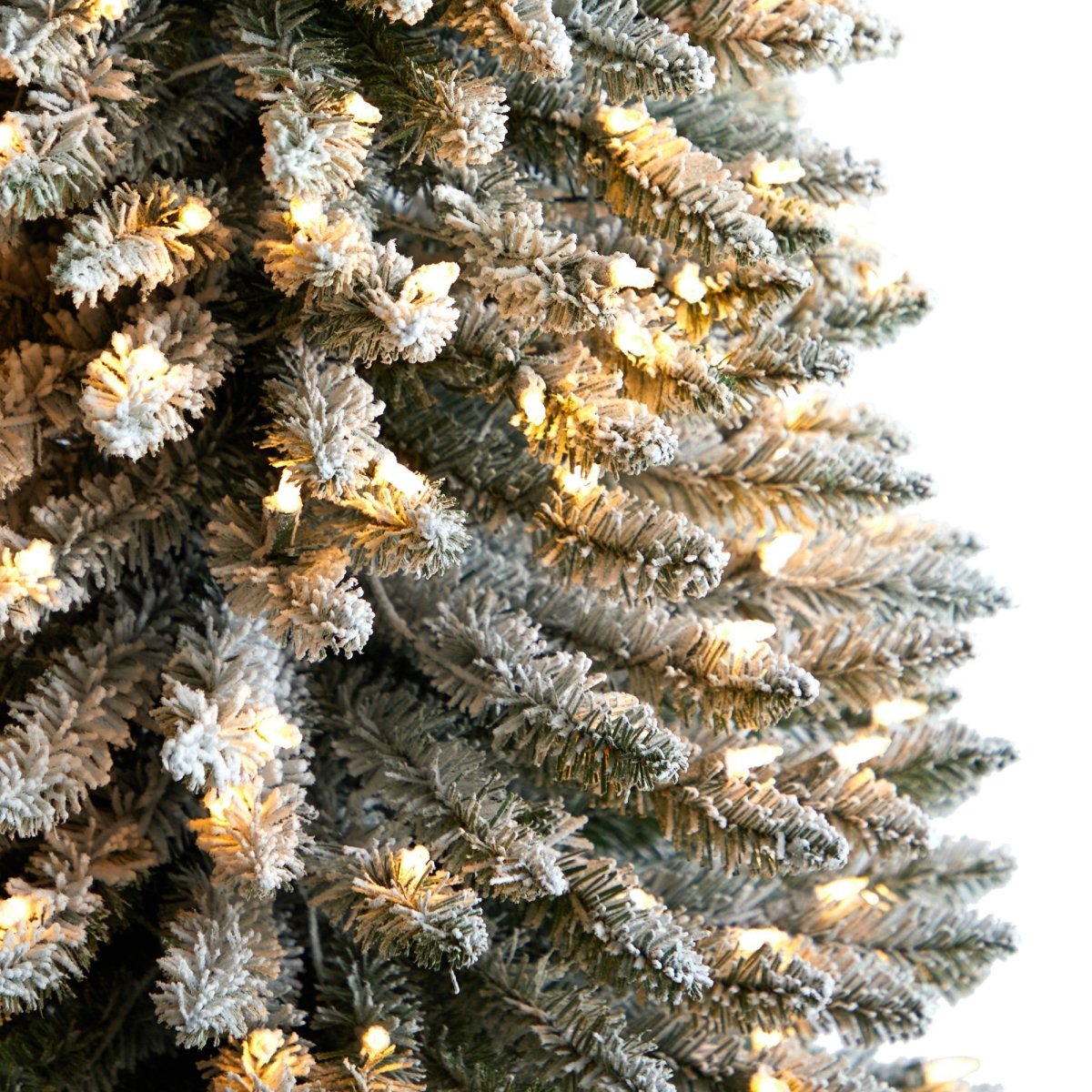 10' Flocked Pencil Artificial Christmas Tree | Slim Design & 700 Lights - Ed's Plant Shop